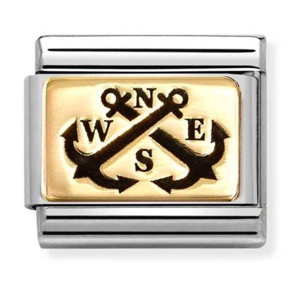 Classic Gold Anchor NSEW Charm