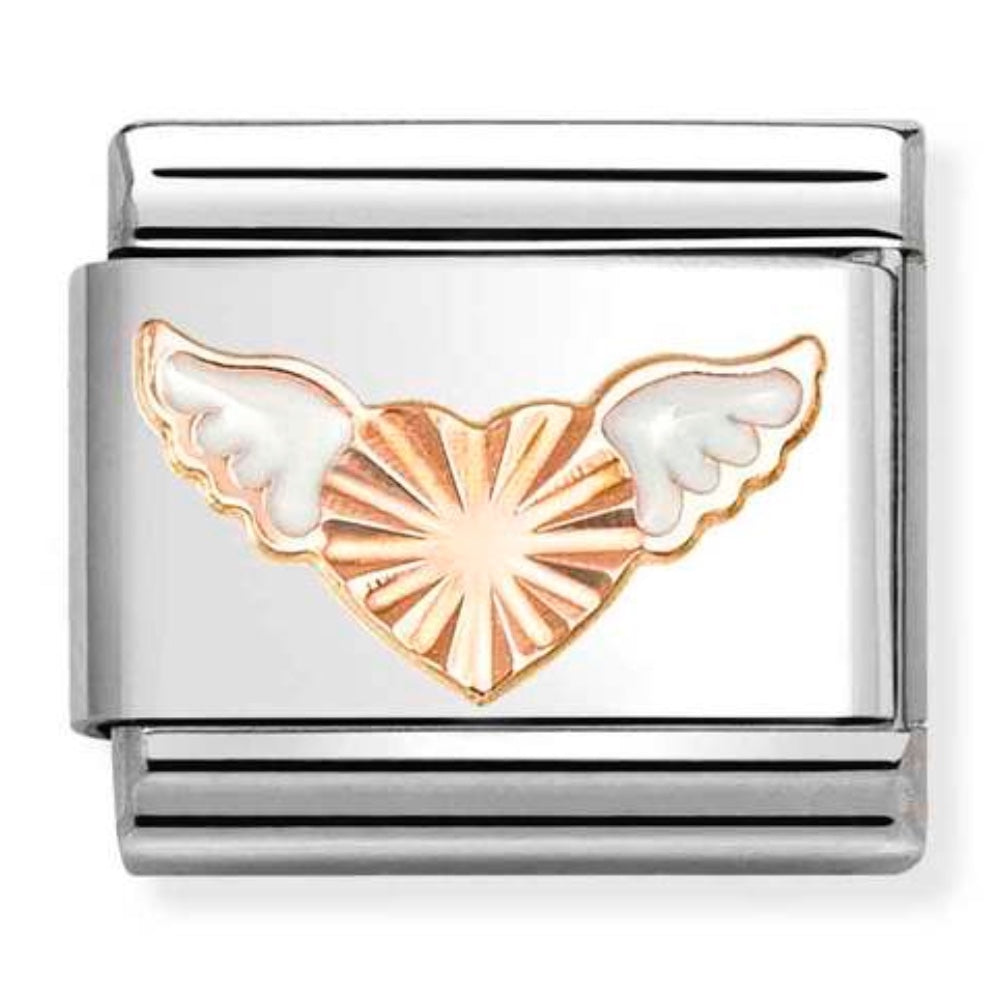 Nomination Rose Gold Heart Angel Wings Charm