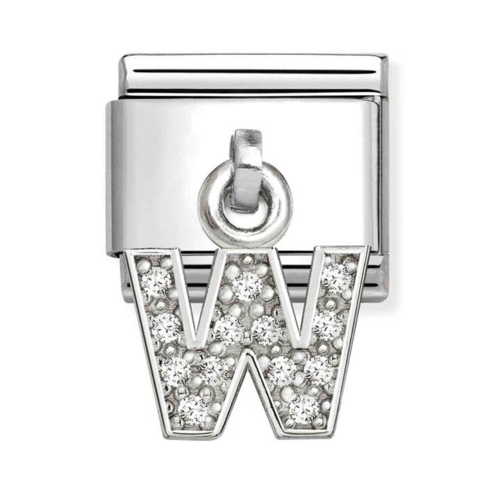 Nomination Silvershine Letter W CZ Drop Charm