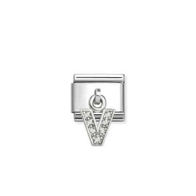 Nomination Silvershine Letter V CZ Drop Charm