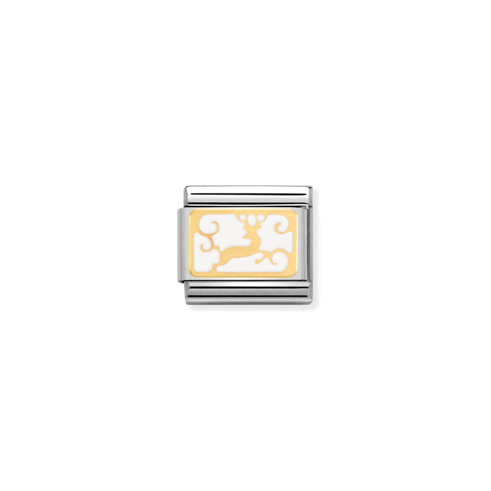 Nomination Gold Enamel Reindeer Charm