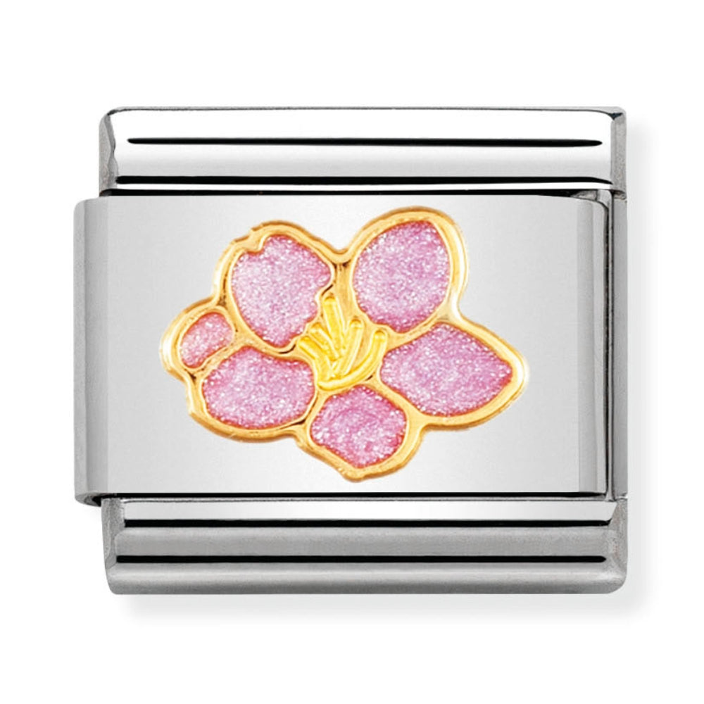 Nomination Gold Pink Flower