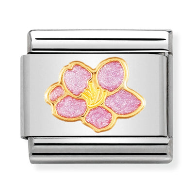 Nomination Gold Pink Flower