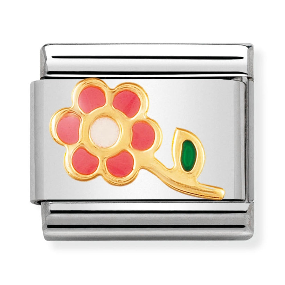 Nomination Gold And Pink Stemmed Flower