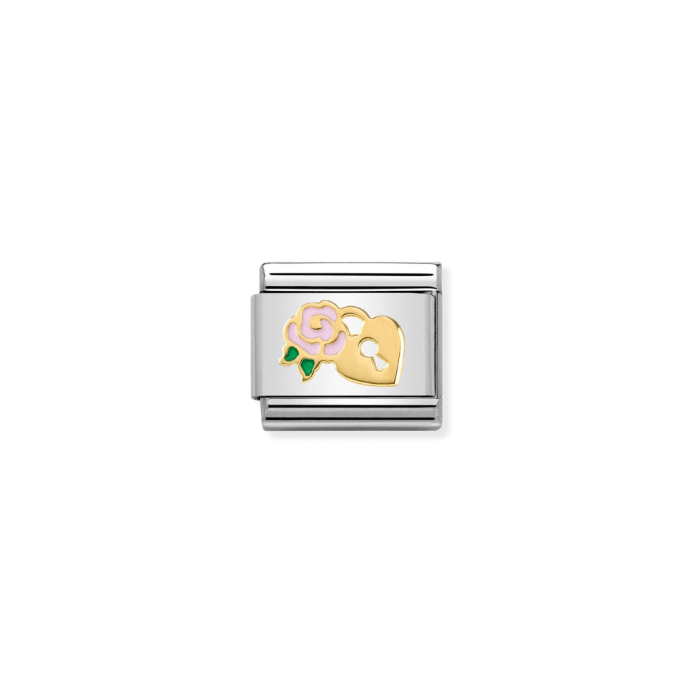 Nomination Gold And Pink Flower With Lock