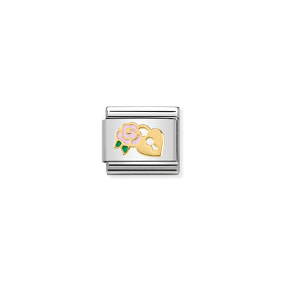 Nomination Gold And Pink Flower With Lock