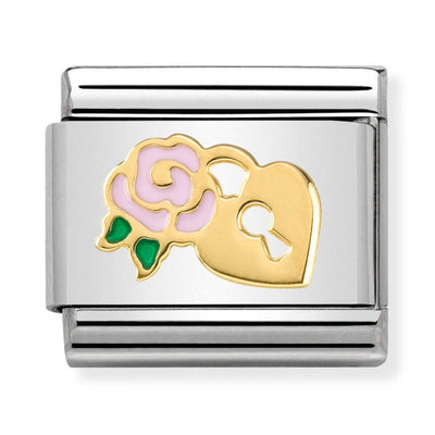 Nomination Gold And Pink Flower With Lock