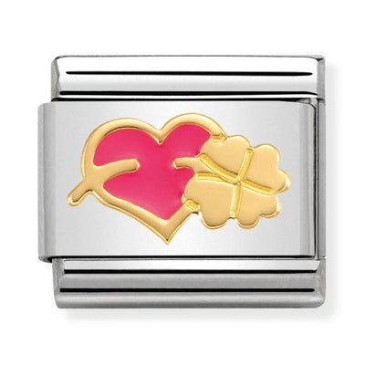 Nomination Pink Heart Clover Charm