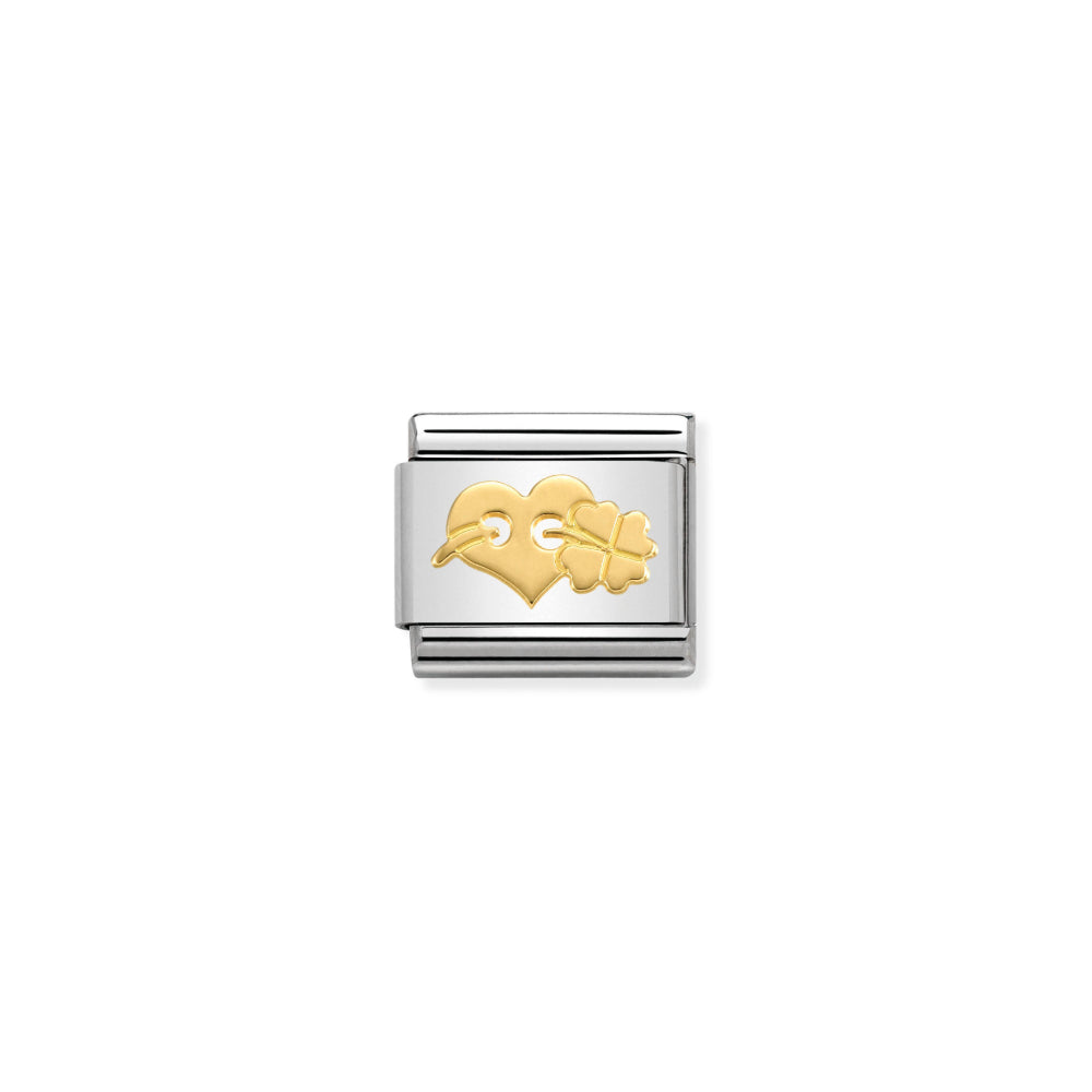 Nomination Gold Heart With Clover Charm