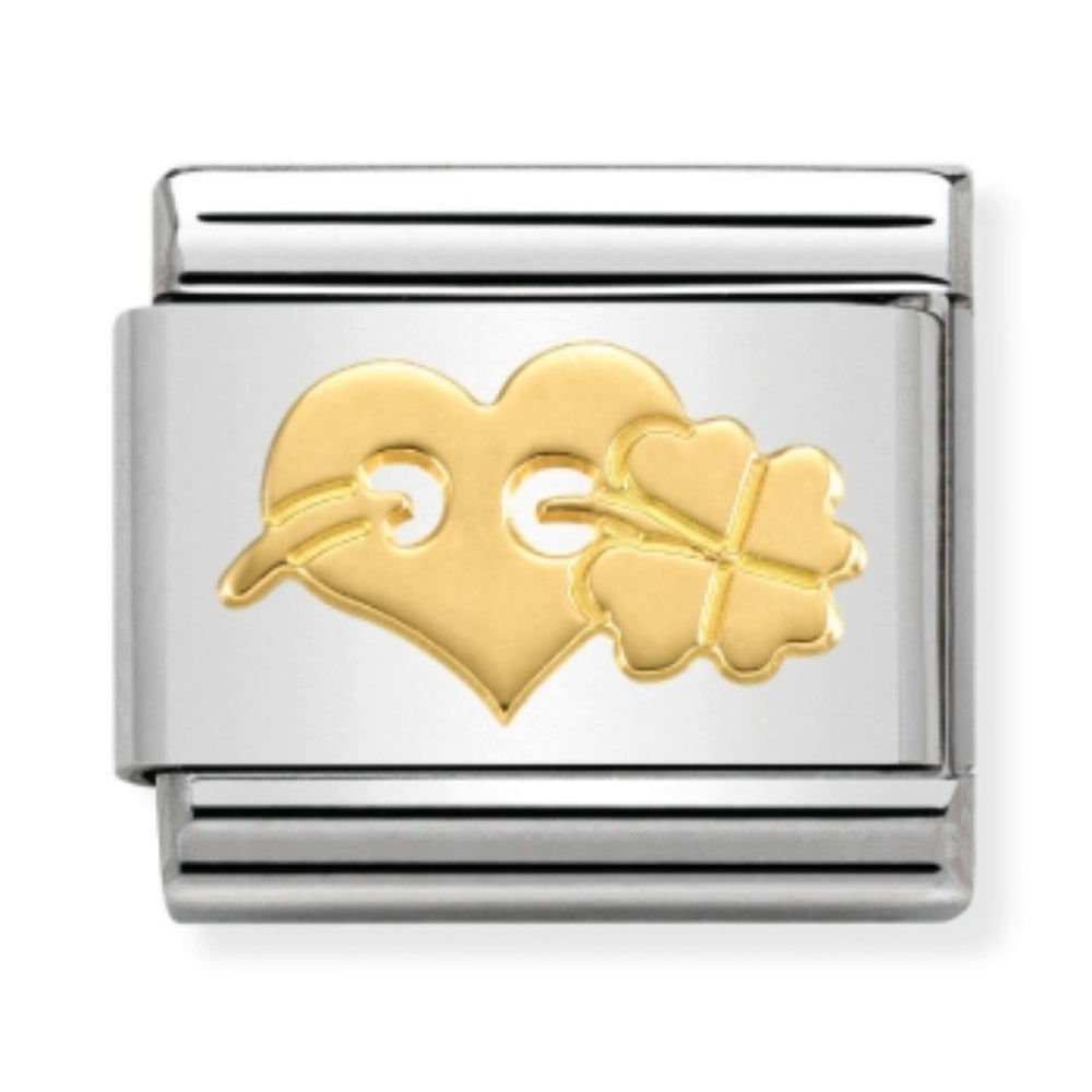 Nomination Gold Heart With Clover Charm