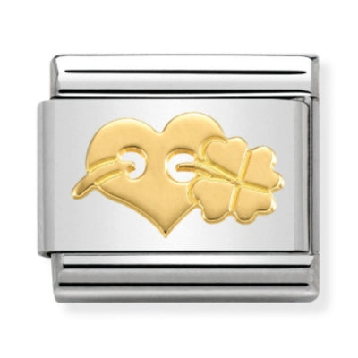 Nomination Gold Heart With Clover Charm