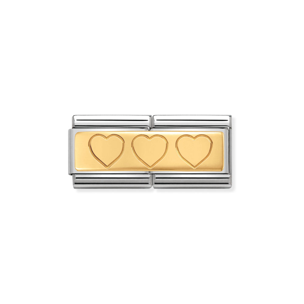 Nomination Double Link Gold Hearts
