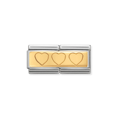 Nomination Double Link Gold Hearts