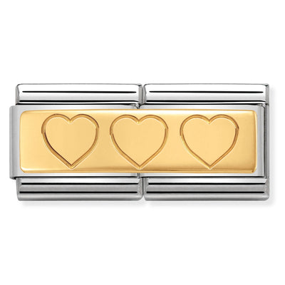 Nomination Double Link Gold Hearts
