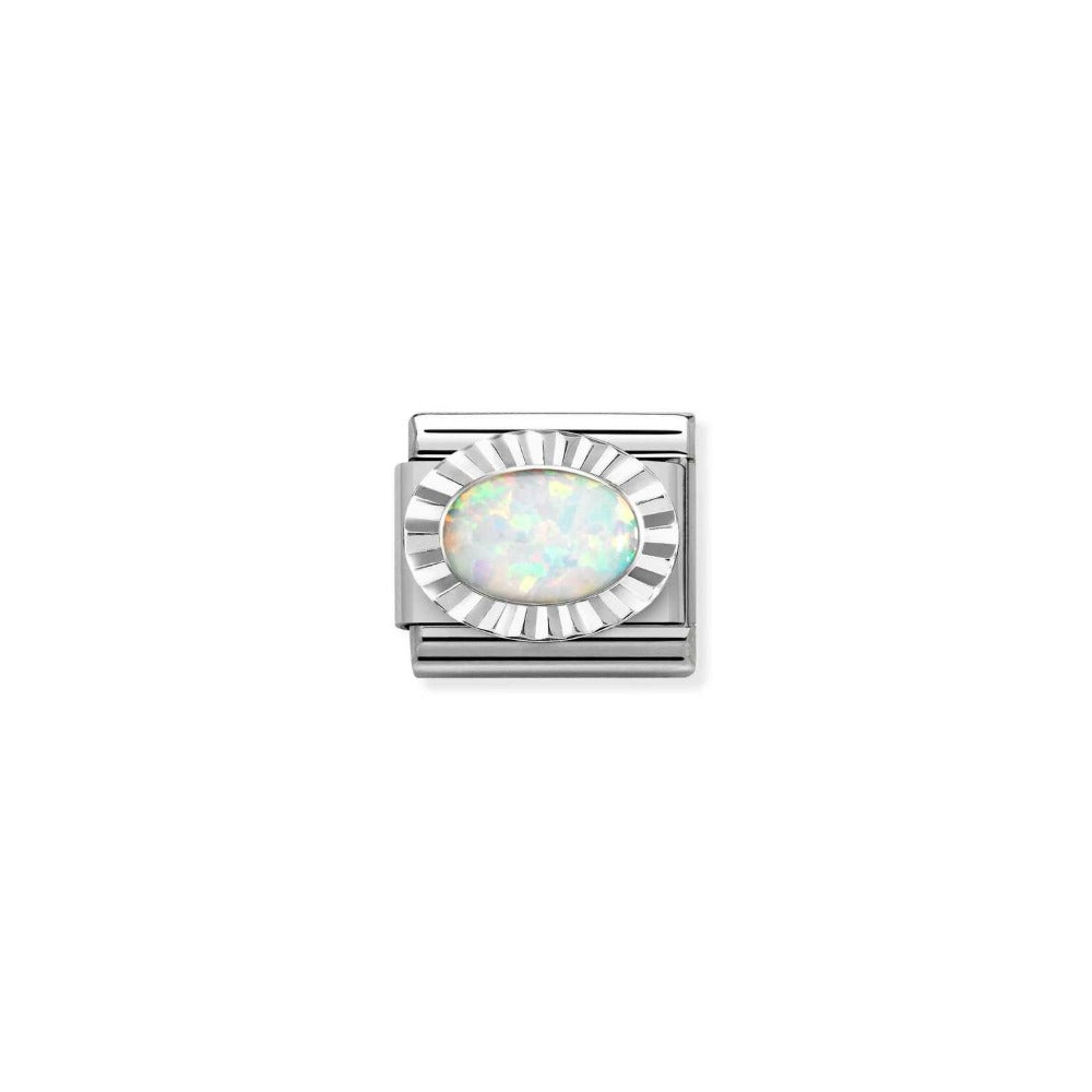 Silvershine Opal Oval Stone Charm