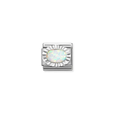 Silvershine Opal Oval Stone Charm