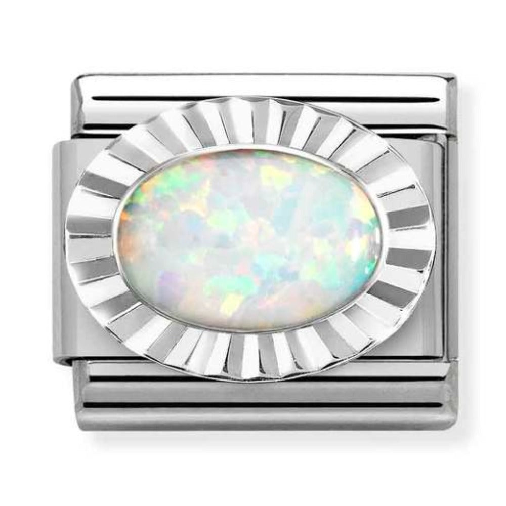 Silvershine Opal Oval Stone Charm