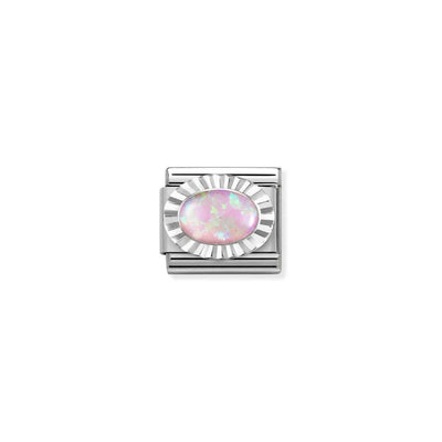 Silvershine Pink Opal Oval Charm