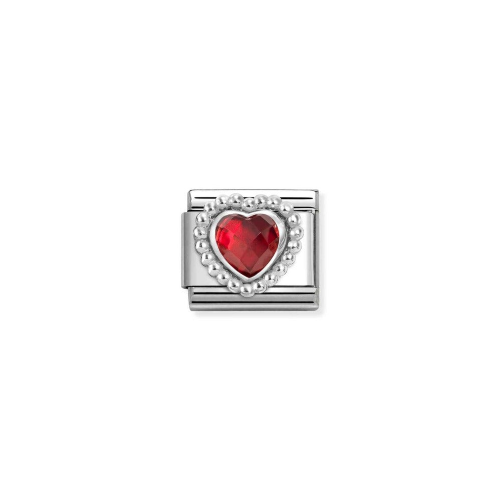 Silvershine Red Heart Stone Charm