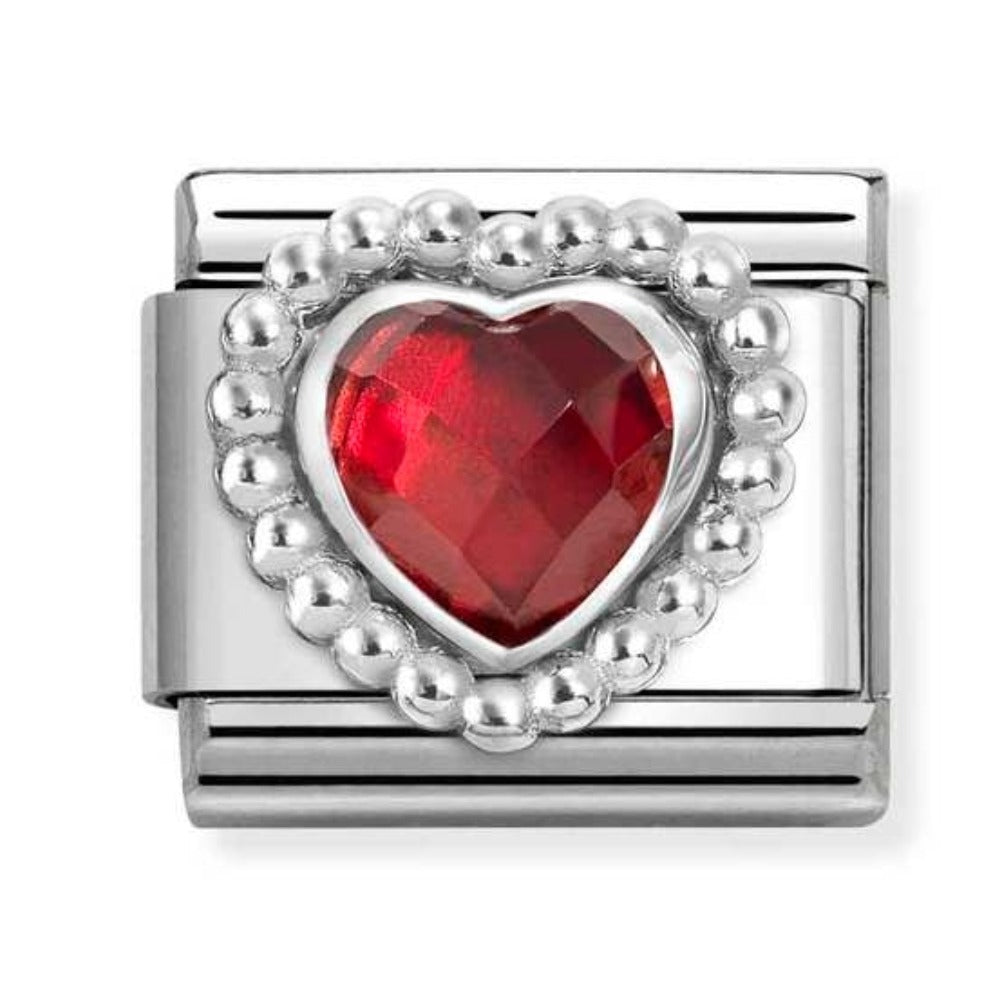 Silvershine Red Heart Stone Charm