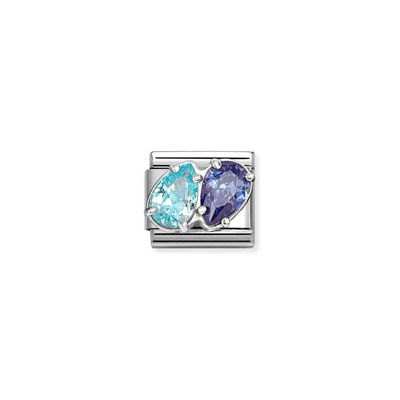 Nomination 2 Shade Blue Double Stone Charm
