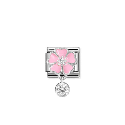 Silvershine Pink Flower cz Charm