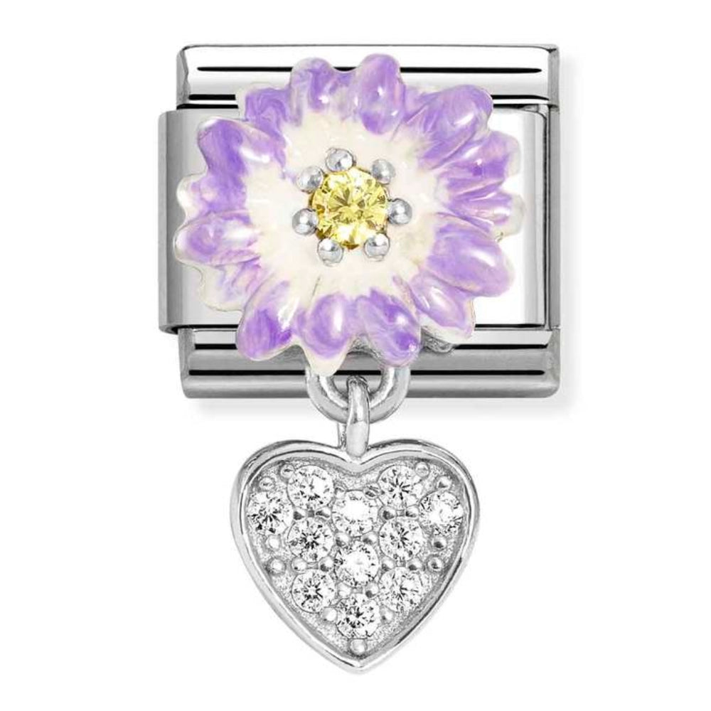 Silvershine Drop Purple CZ Heart Charm