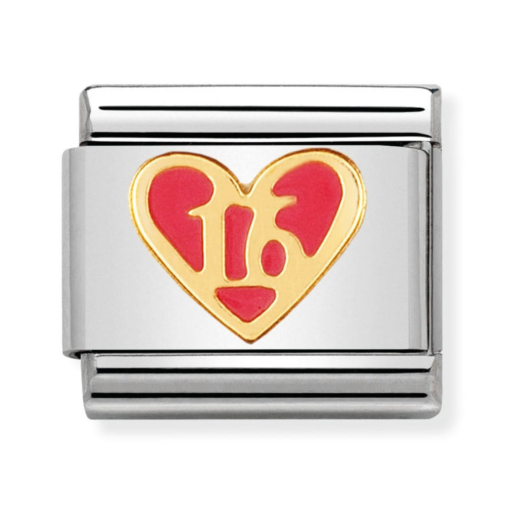 Nomination Pink Heart '16' Charm
