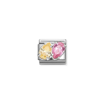 Nomination Yellow & Pink Double Stone Charm