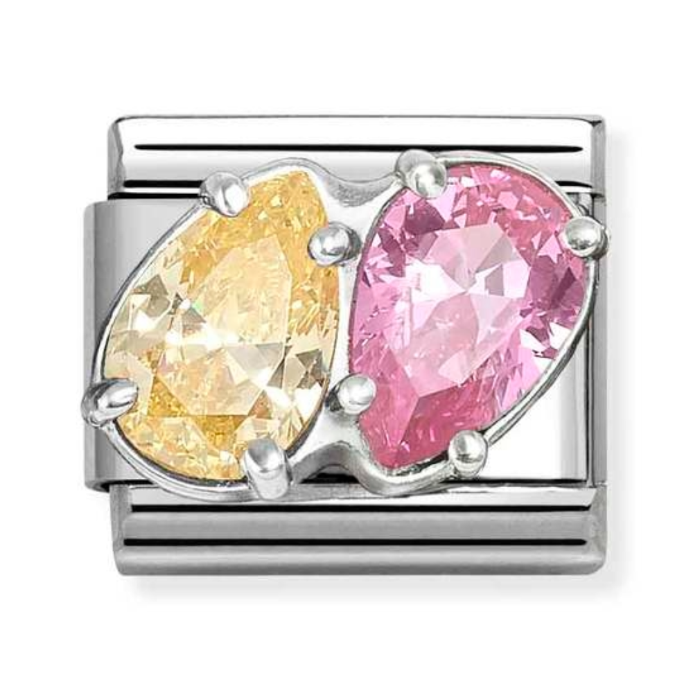 Nomination Yellow & Pink Double Stone Charm