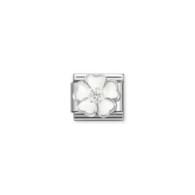 Silvershine White Flower Charm