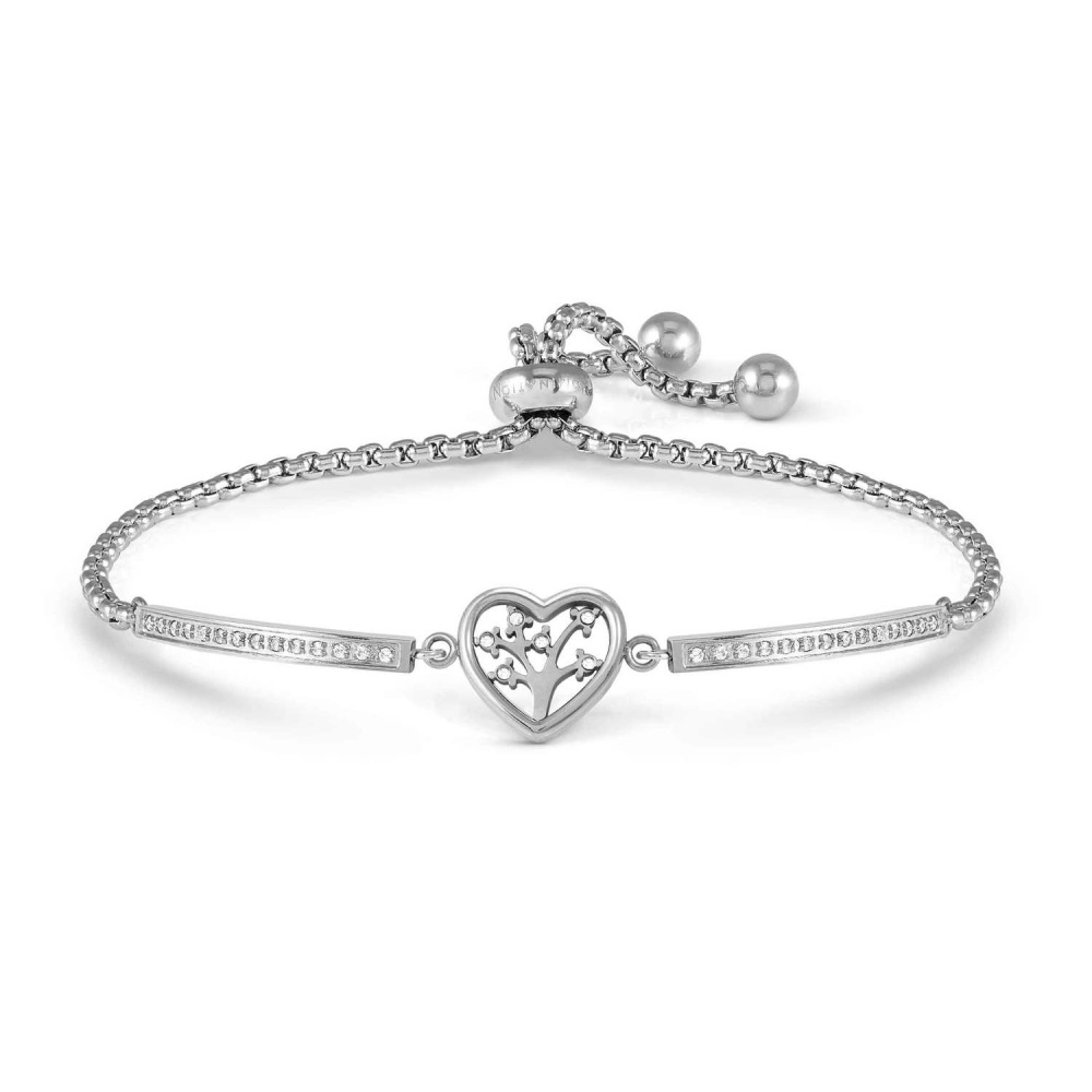 Silver CZ Family Tree Heart Milleluci Bracelet