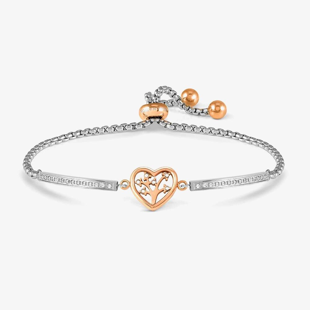 Rose Gold Plated CZ Family Tree Heart Milleluci Bracelet