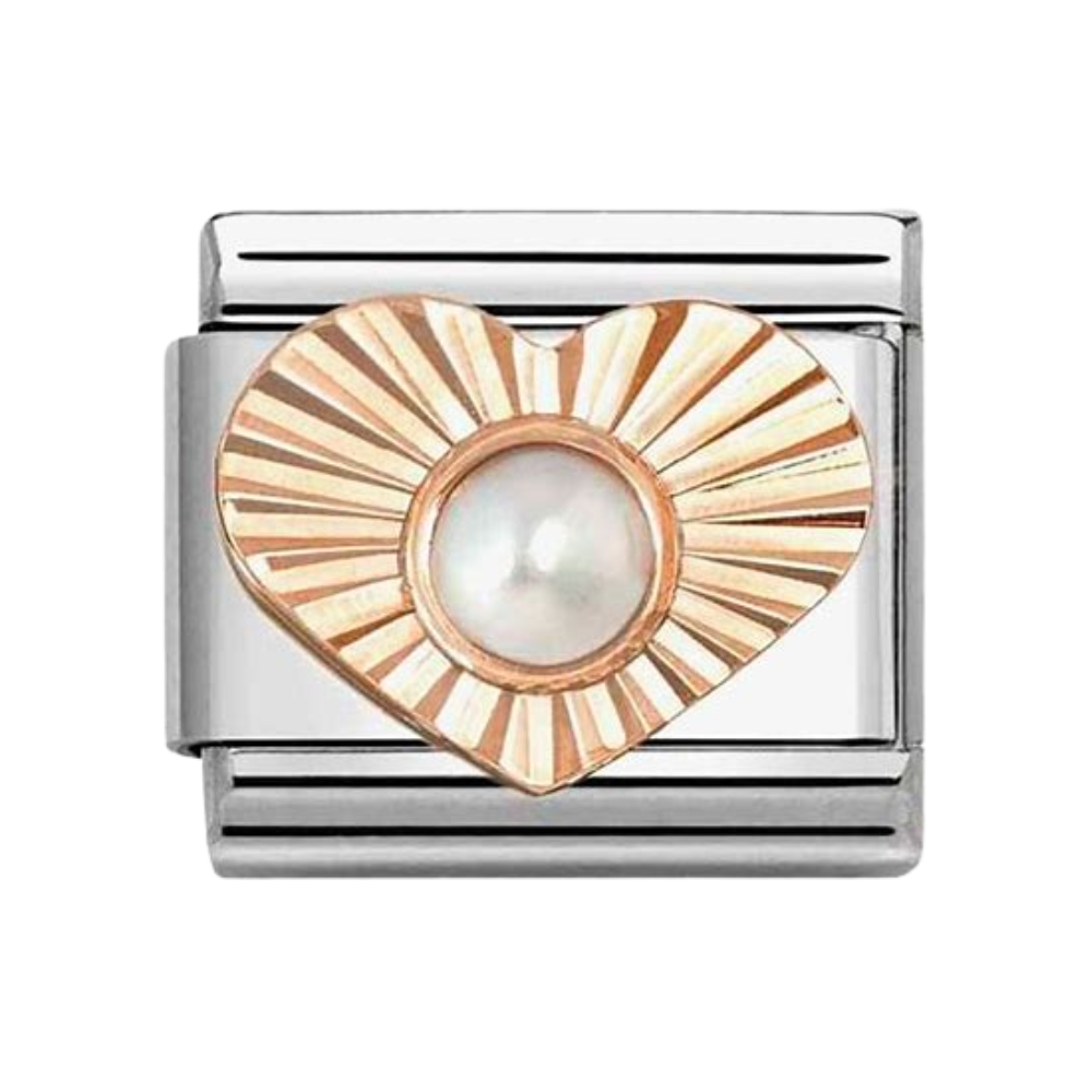 Nomination Rose Gold Pearl Heart Charm