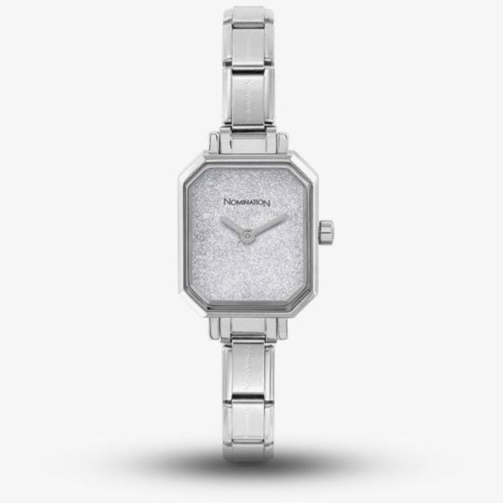 CLASSIC Paris Silver Glitter Rectangular Dial Bracelet Watch