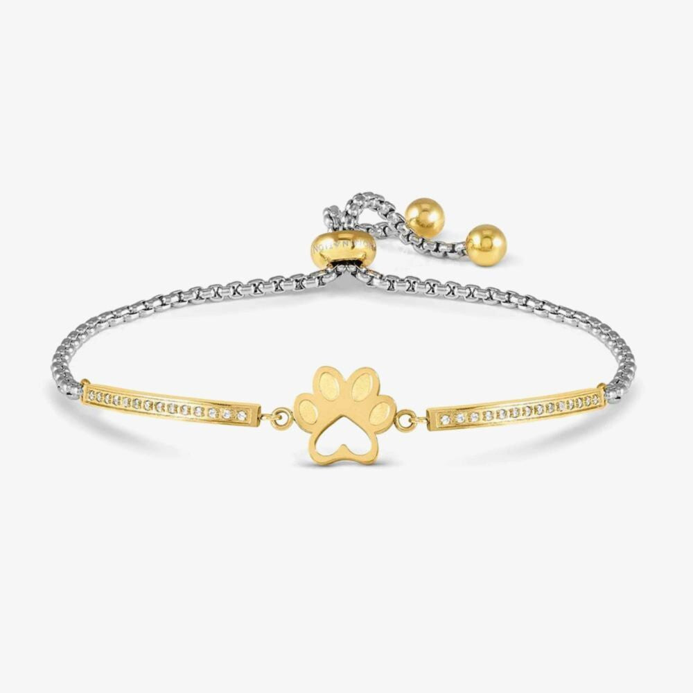 Milleluci Silver & Gold Paw Print Toggle Bracelet