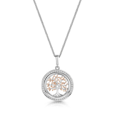 Small Sterling Silver & CZ Tree Of Life Pendant/Chain