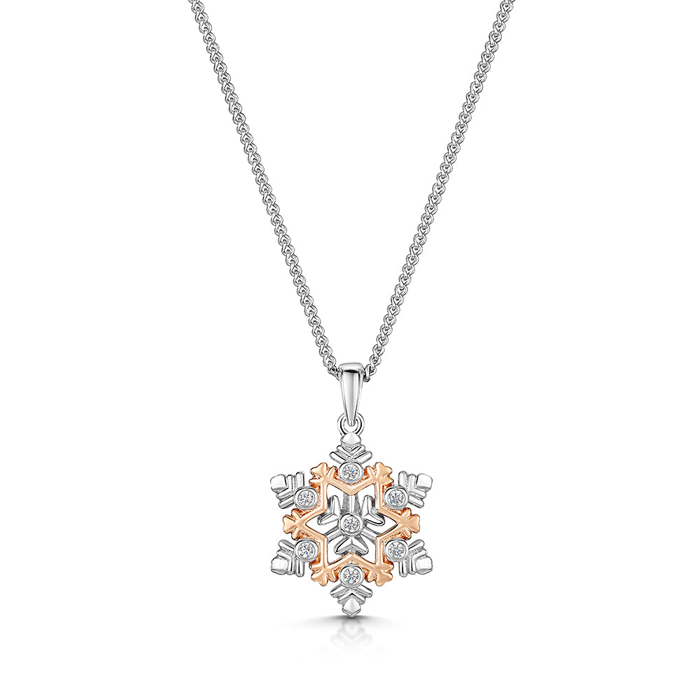 Sterling Silver Snowflake Pendant & Chain