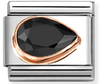 Rose Gold Black Pear Shape Charm