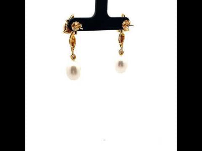 14ct Gold Cultured Pearl Earrings N.V. £1200