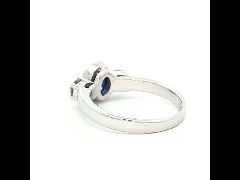 18ct White Gold Sapphire & Diamond 3 Stone Ring N.V. £2800