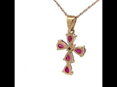 9ct Yellow Gold Ruby Cross & Chain N.V. £1000