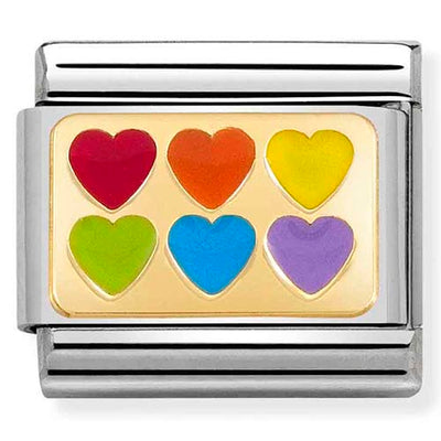 Classic Gold Rainbow Hearts Charm