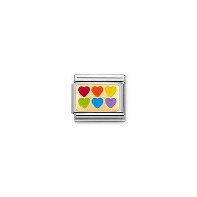 Classic Gold Rainbow Hearts Charm