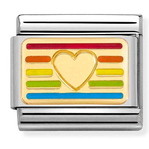 Classic Gold Rainbow Flag Heart Charm