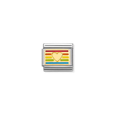 Classic Gold Rainbow Flag Heart Charm