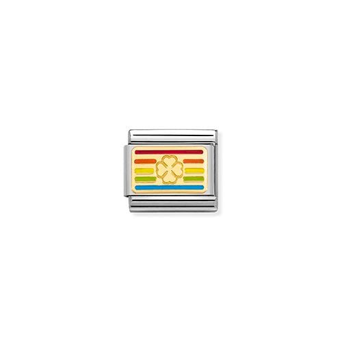 Classic Gold Rainbow Flag Clover Charm