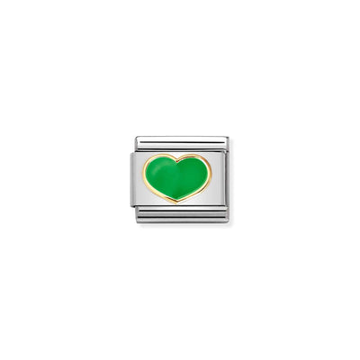 Classic Gold Green Heart Charm