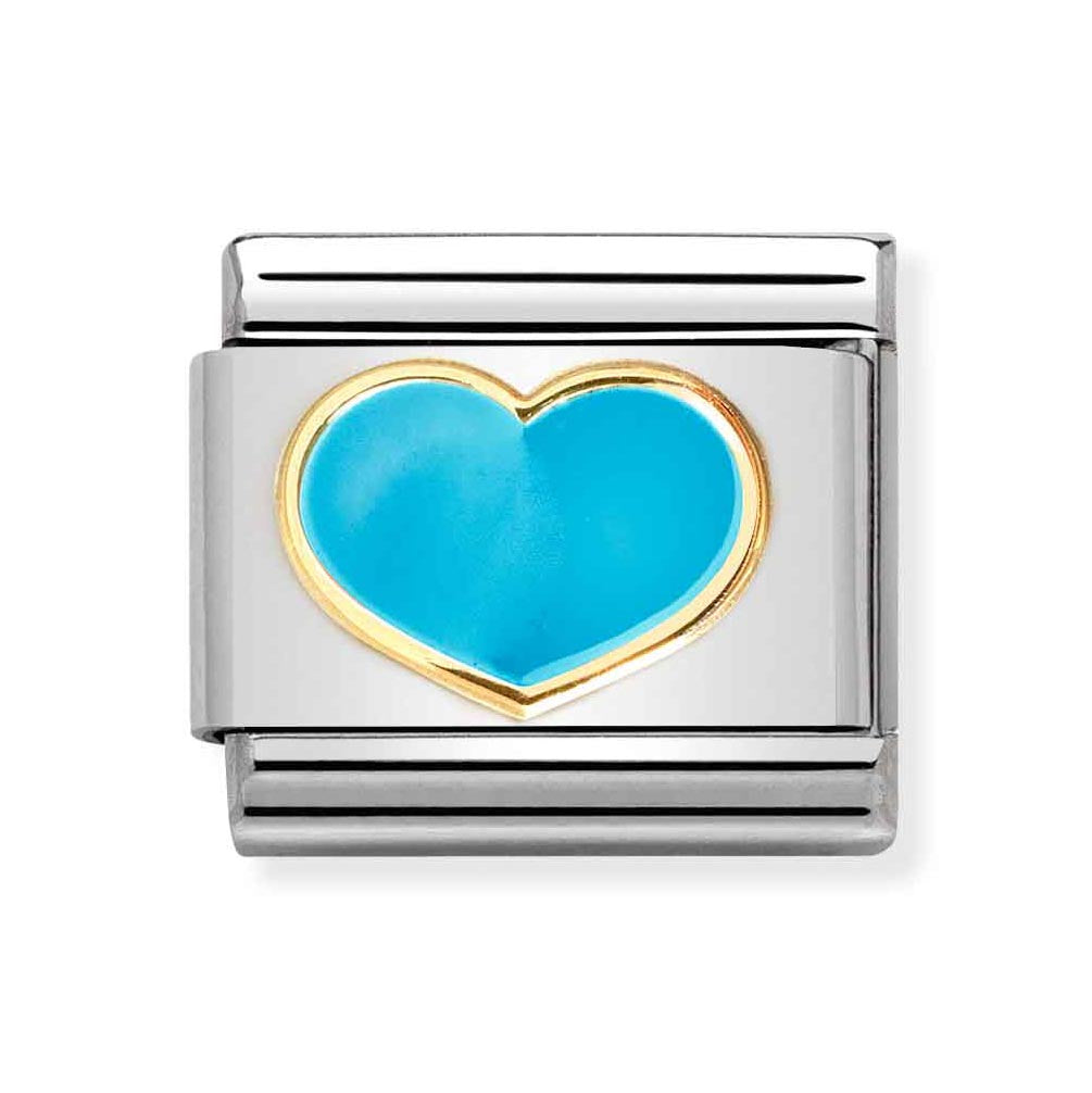 Classic Gold Blue Heart Charm