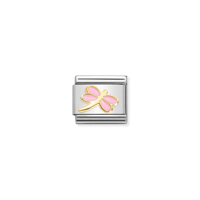 Classic Gold Pink Dragonfly Charm